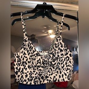 Cropped Cheetah Print Top with Bow